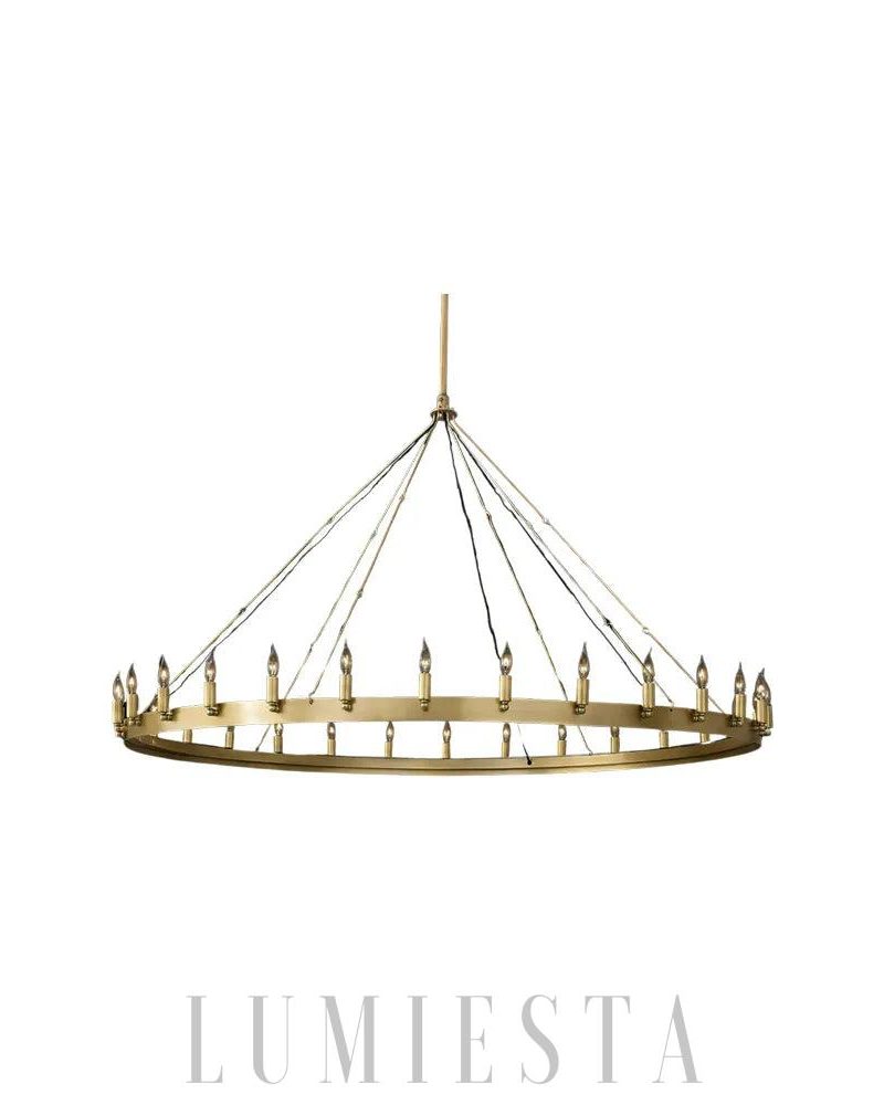 Lampa wisząca Camino Vintage żyrandol okrągły 63 cale mosiądz i czarny
