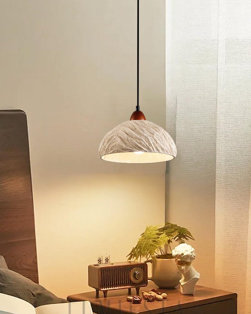 Lampa wisząca retro z cementu okrągła beżowa 28cm