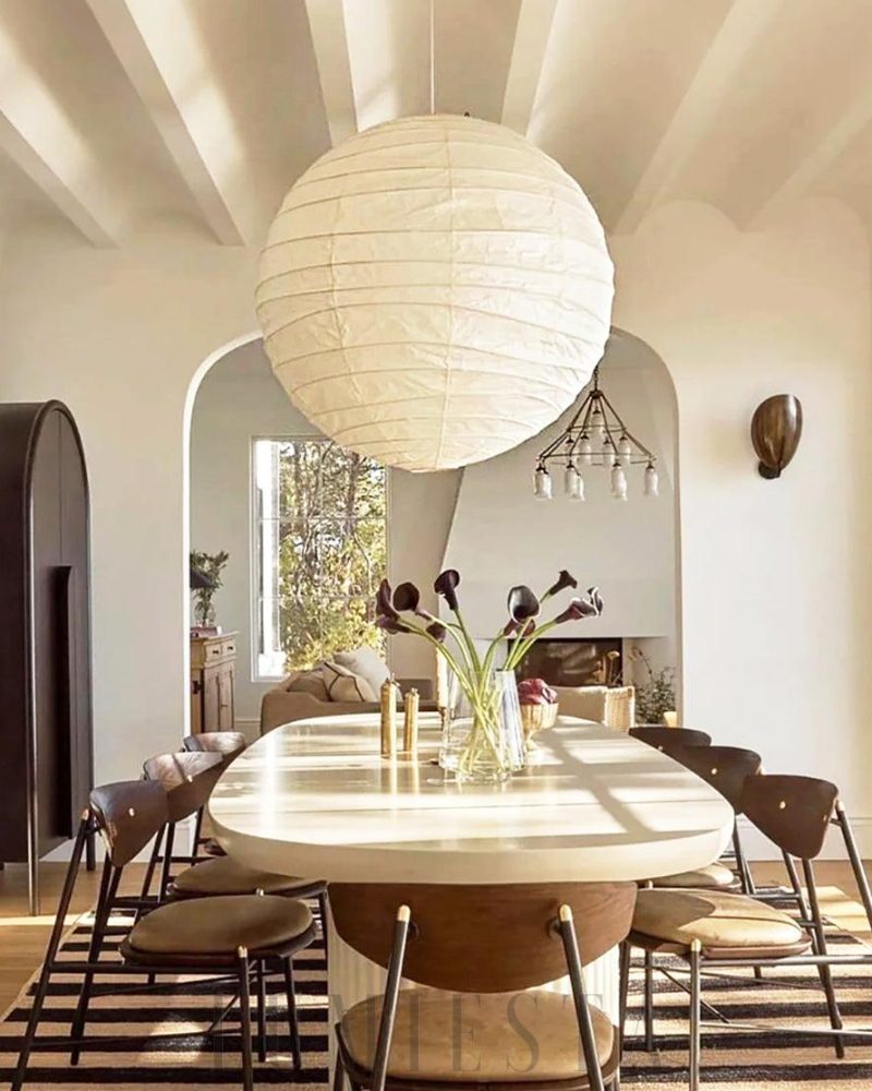 Lampa wisząca Akari 100D okrągła z papieru mulberry biała