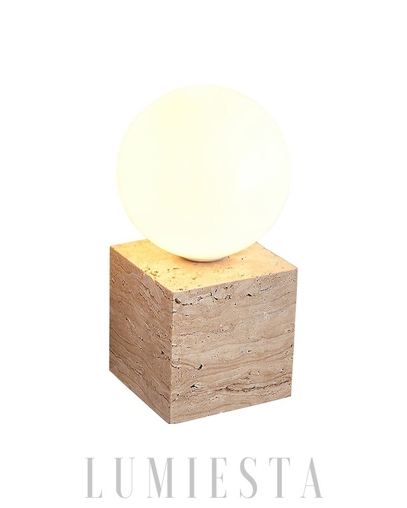 Lampa ścienna Cube Stone z beżowego trawertynu 10x20 cm
