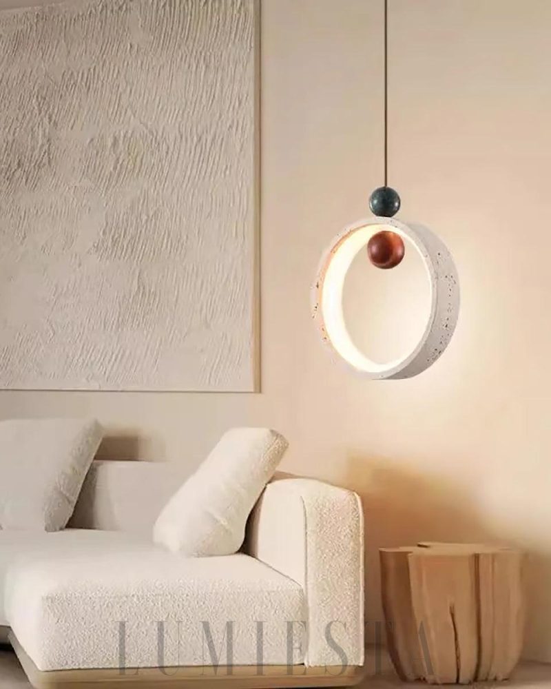 Stylowa Lampa Wisząca Orvion Okrągła Beżowa 20cm 24cm