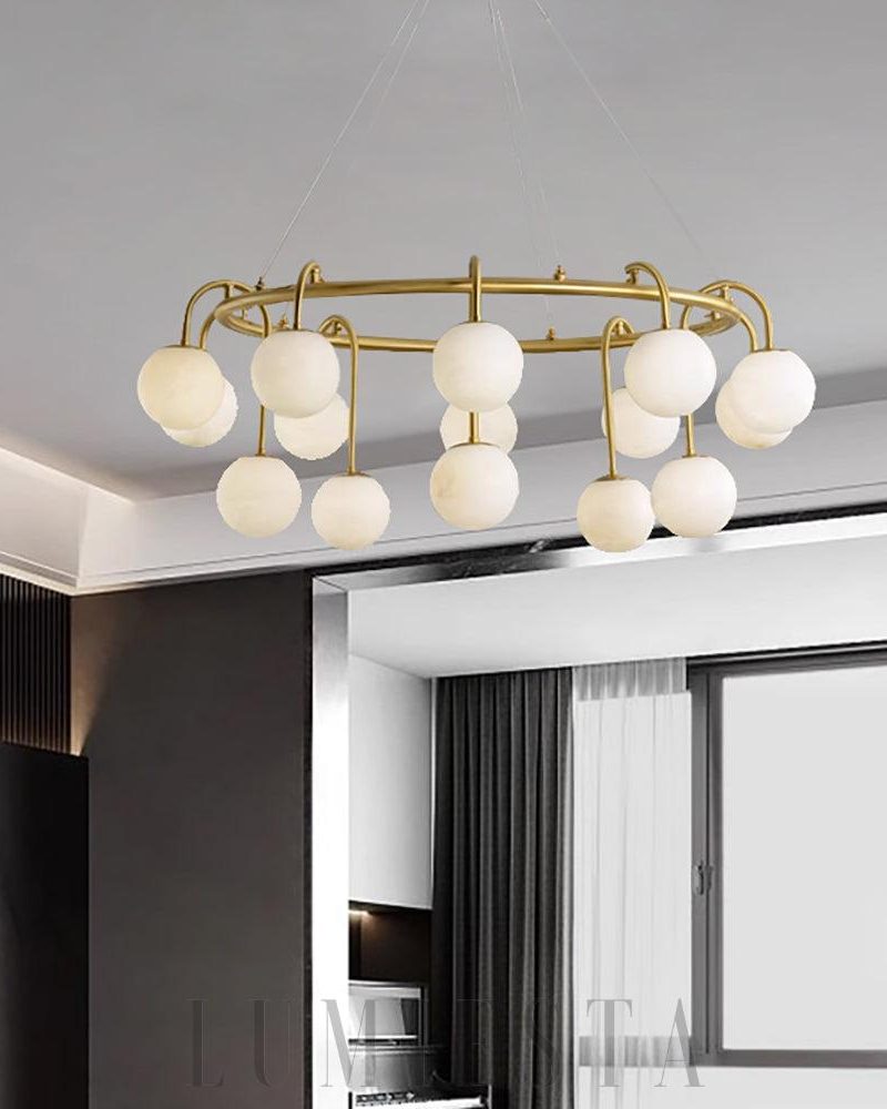 Alabastron - lampa wisząca w kształcie pierścienia z alabastru