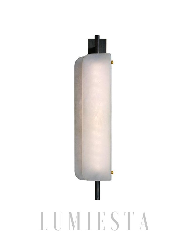 Lampa ścienna Jorge Biały w stylu marmurowym z miedzią