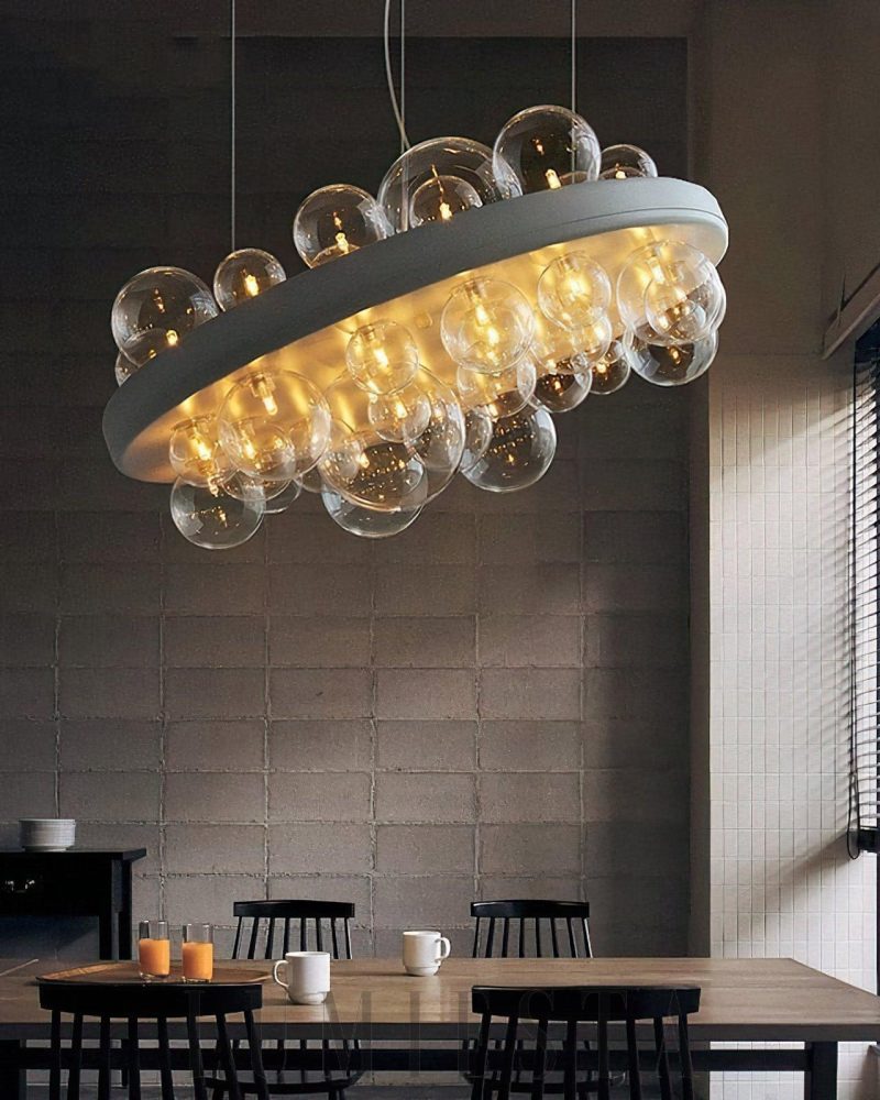Lampa sufitowa Gienah z 46 kulkami Biała i Przezroczysta 60cm