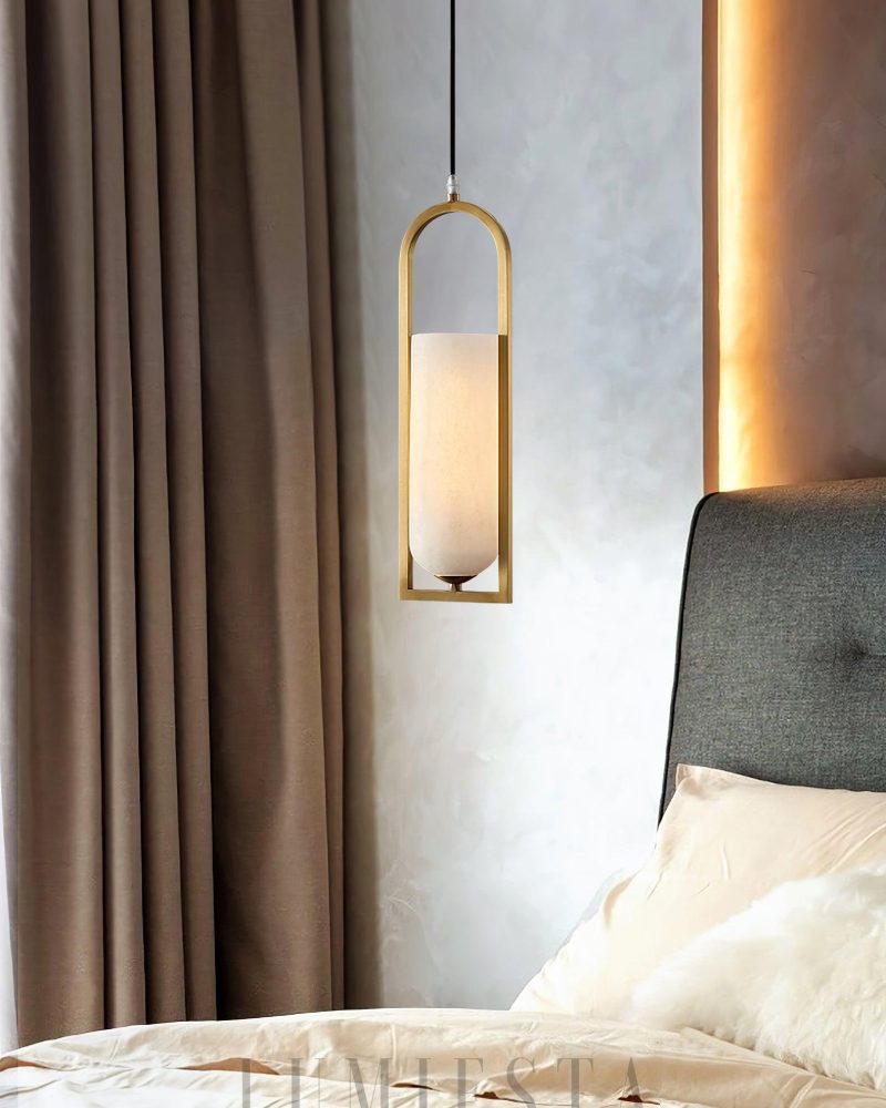 Lampa wisząca Alabaster Melange w mosiężnej oprawie 13cm
