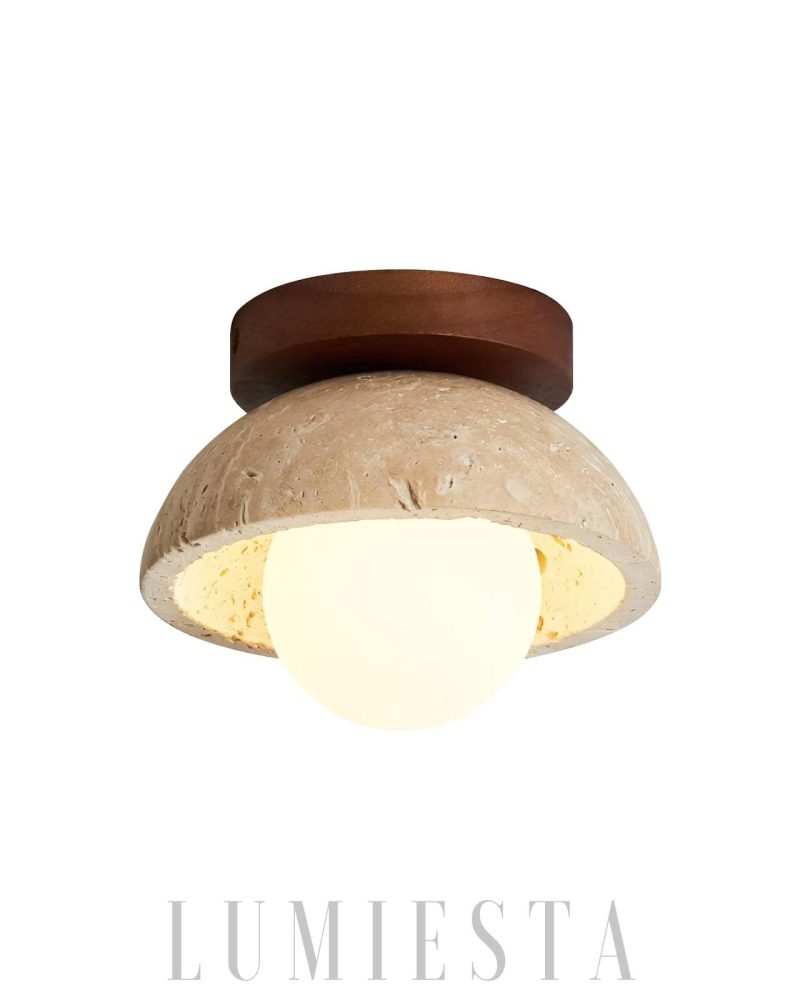 Lampa sufitowa Piedra Travertine w stylu naturalnym 15cm