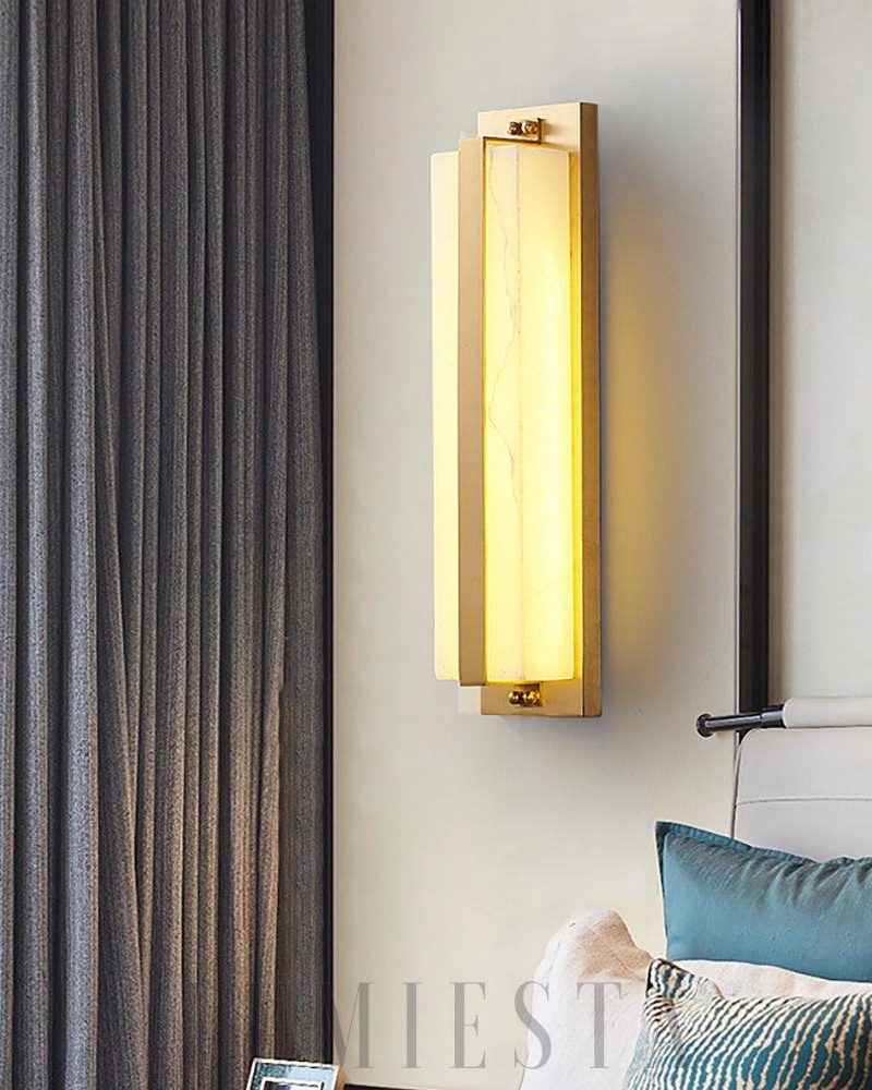 Lampa ścienna alabastrowa Modern Silex złota 45cm ciepłe światło