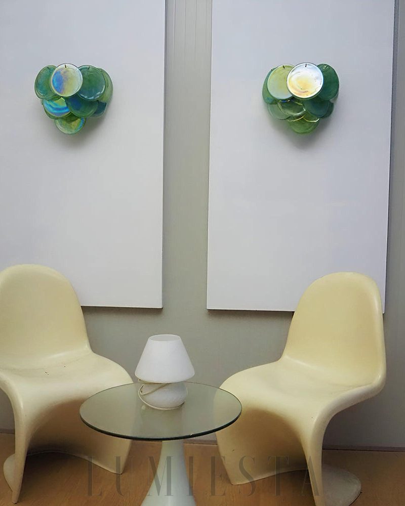 Zielona Vintage Lampa Ścienna Murano z Dyskami Szkła