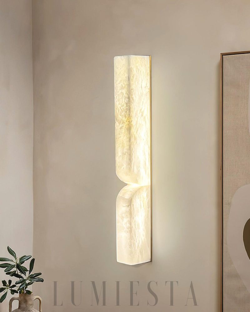 Lampa ścienna alabastrowa prostokątna z ciepłym światłem