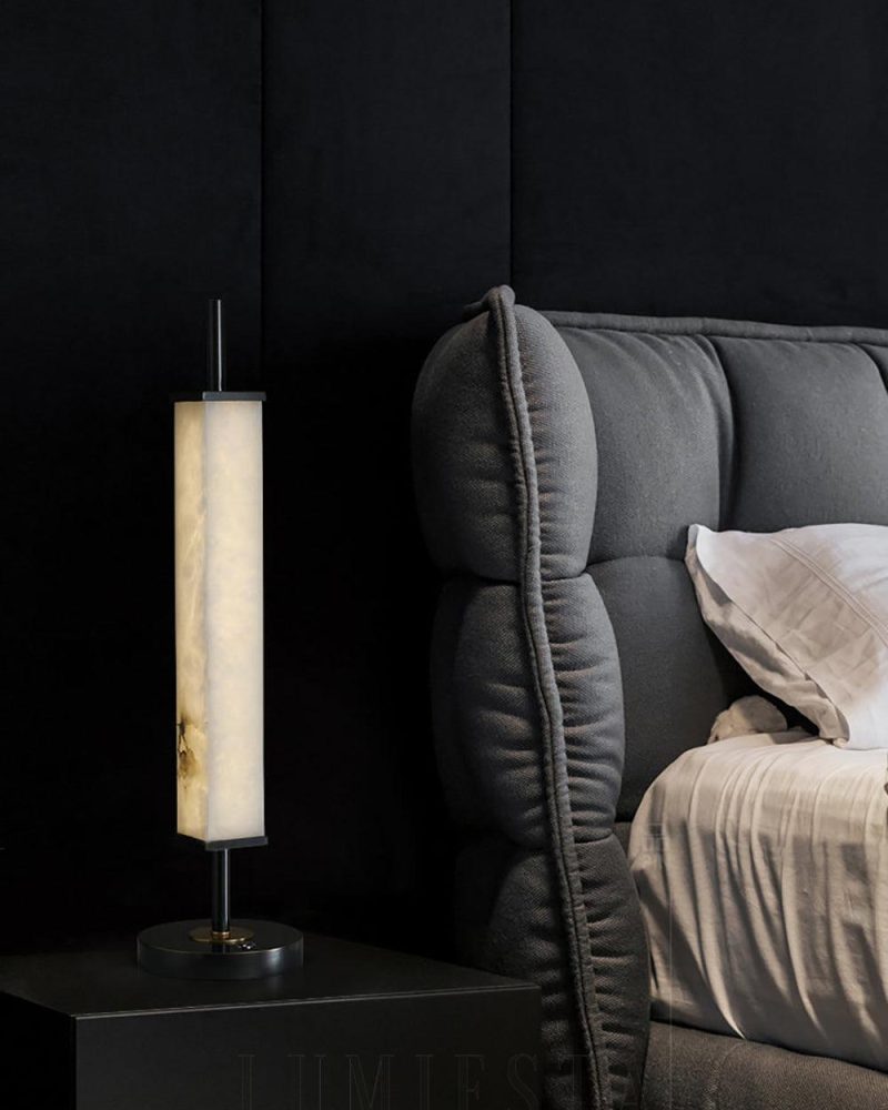 Lampa stołowa Alabaster Serano Mosiądz z ciepłym światłem 59cm