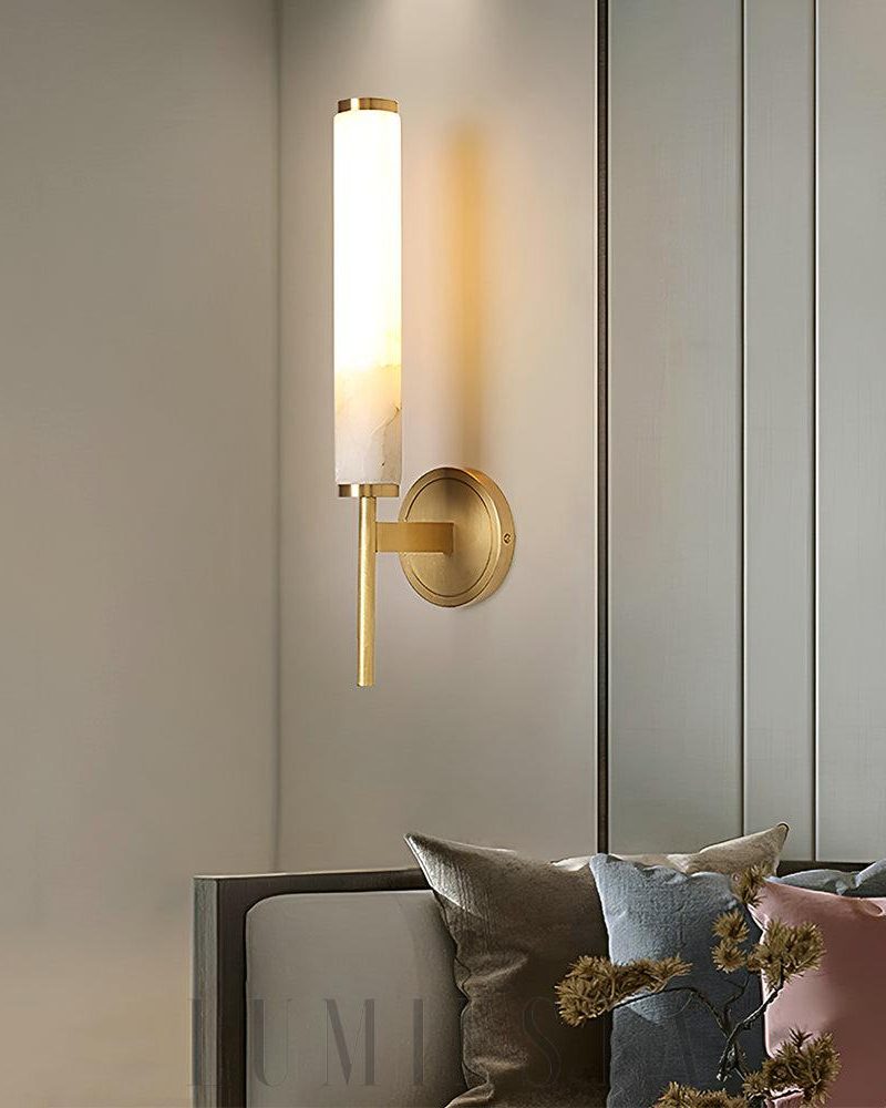 Lampa ścienna Brindisi Alabaster w stylu świecy biała złota