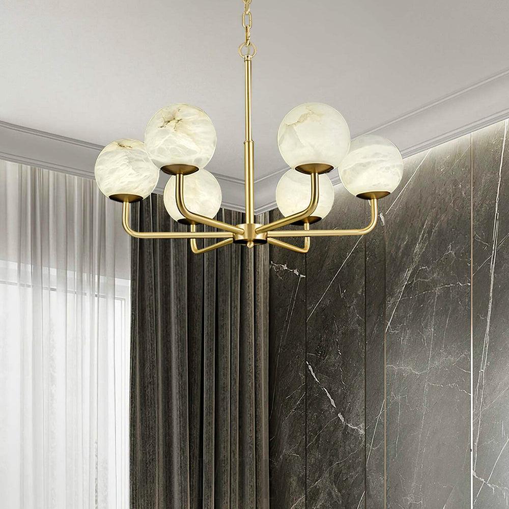 Lampa wisząca Alabaster Maytoni Erich w mosiądzu 72cm i 85cm