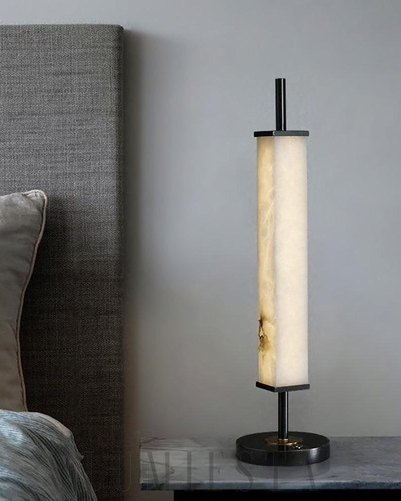 Lampa stołowa Alabaster Serano Mosiądz z ciepłym światłem 59cm