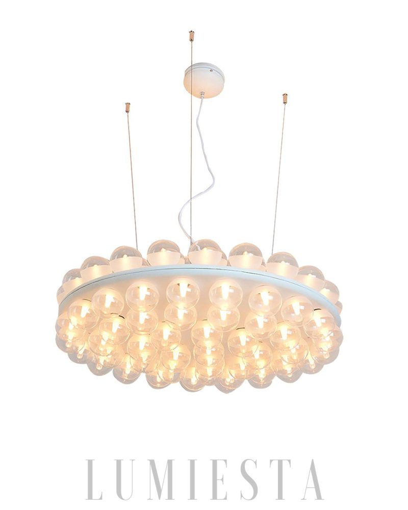 Lampa wisząca okrągła z podświetleniem LED w białym kolorze