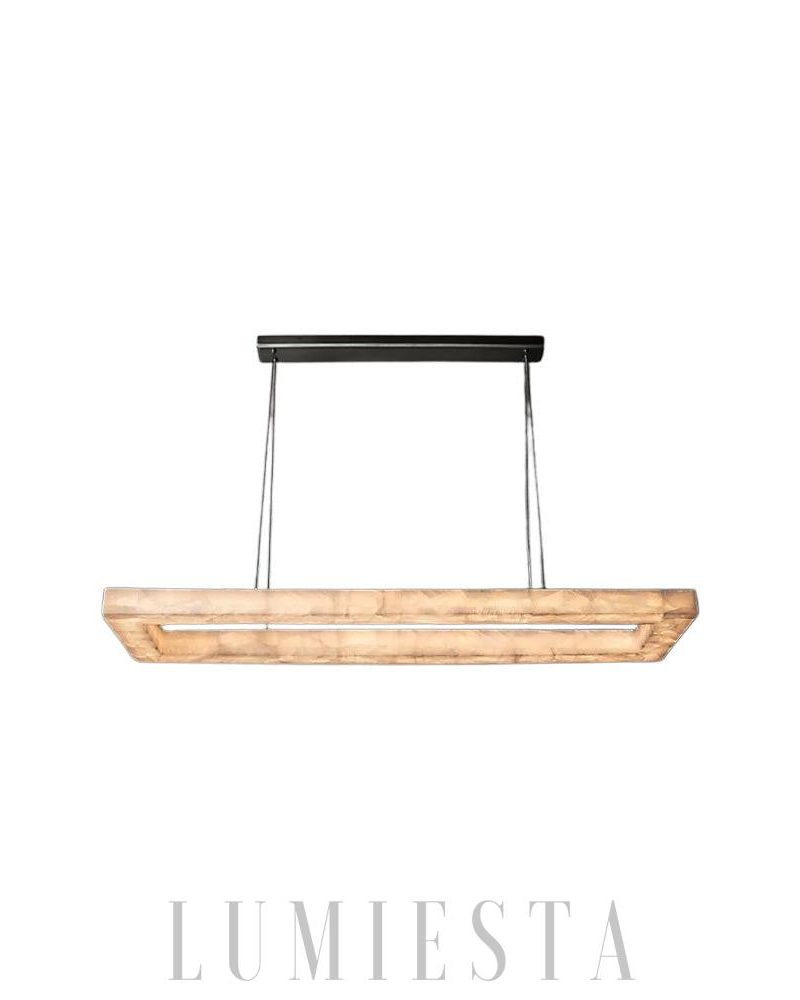 Lampa wisząca prostokątna Liviji 72 z calcitem i stalą