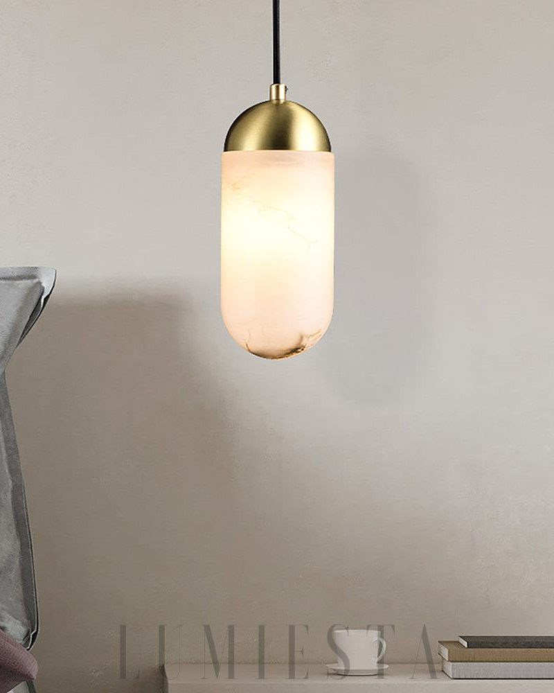 Lampa wisząca Alabaster Moonshade w kolorze złotym i białym