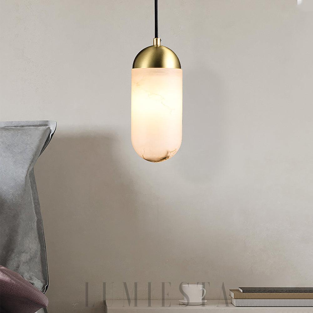 Lampa wisząca Alabaster Moonshade w kolorze złotym i białym