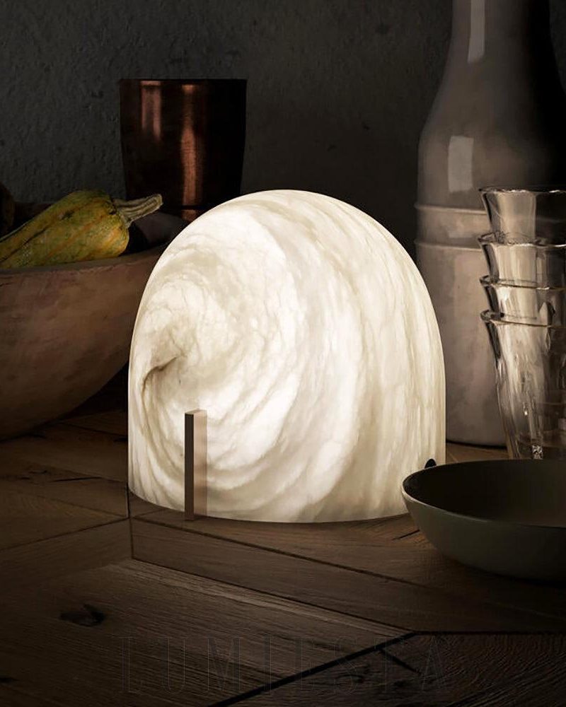 Lampa stołowa Alabaster Mona w eleganckim białym designie