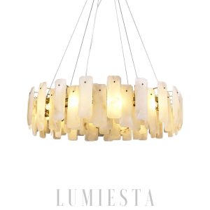Noah - lampa wisząca okrągła w stylu alabastrowym
