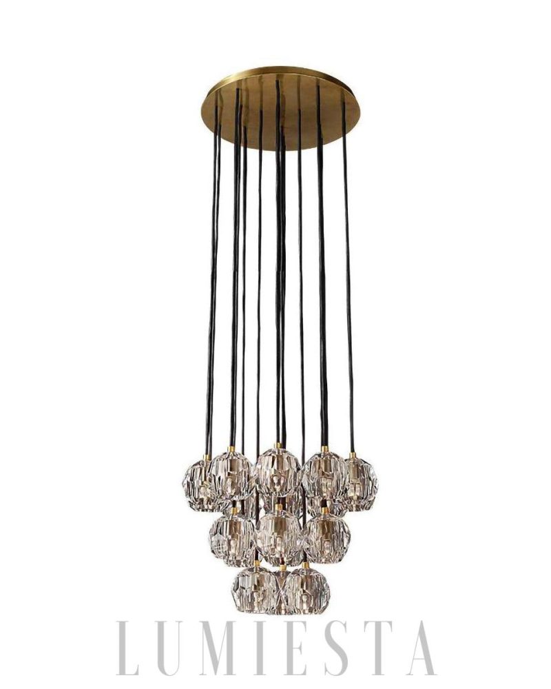 Lampa wisząca kryształowa okrągła w stylu minimalistycznym