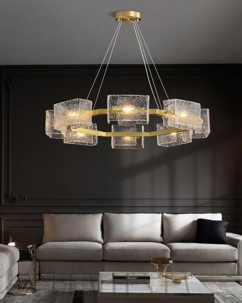 Lampa wisząca szklana w stylu wodnego falowania 89cm