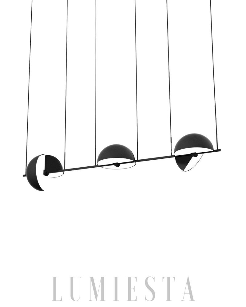Lampa wisząca Trapeze Triplette w czarnym stylu nowoczesnym