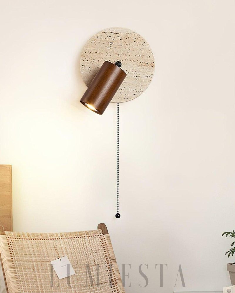 Lampa ścienna Round Miadi z trawertynu w stylu minimalistycznym