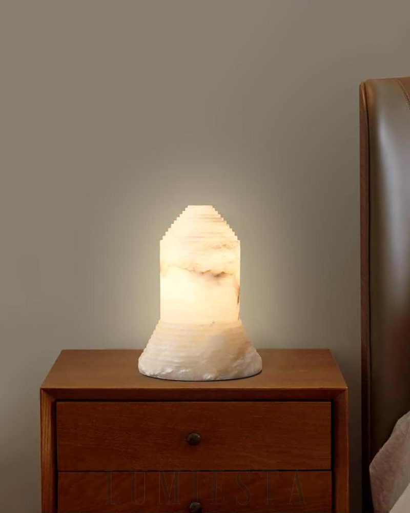 Lampa stołowa z alabastru Babel w nowoczesnym stylu 30cm