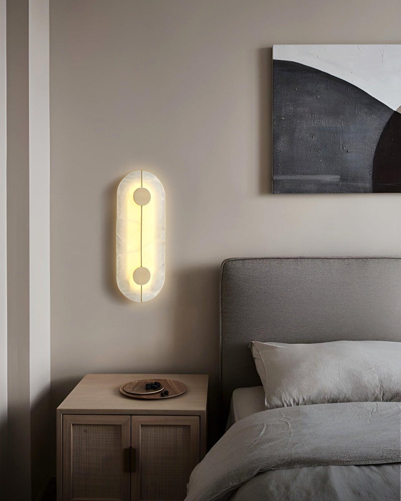 Lampa ścienna mosiężna z alabastrem styl retro 20cm