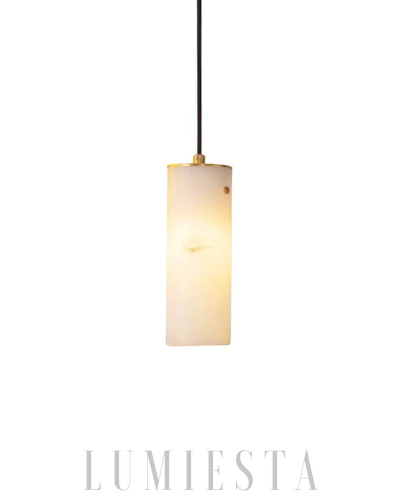 Lampa wisząca Alabaster Nula w kształcie cylindrycznym Biała