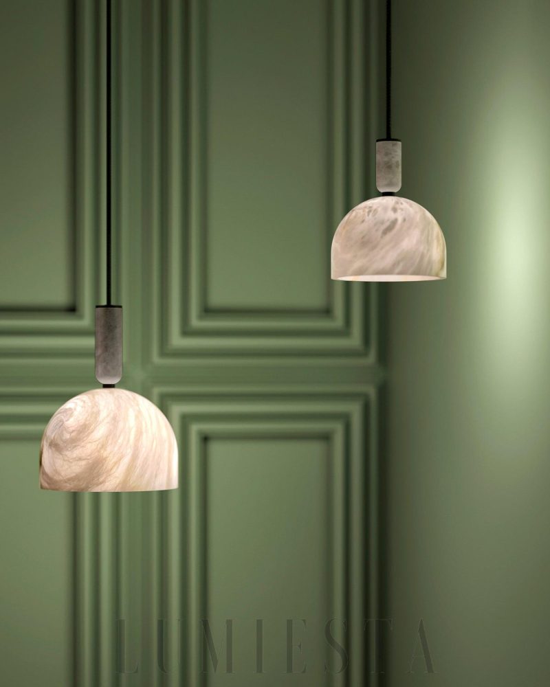 Lampa wisząca Blair z alabastru w białym kolorze 20cm