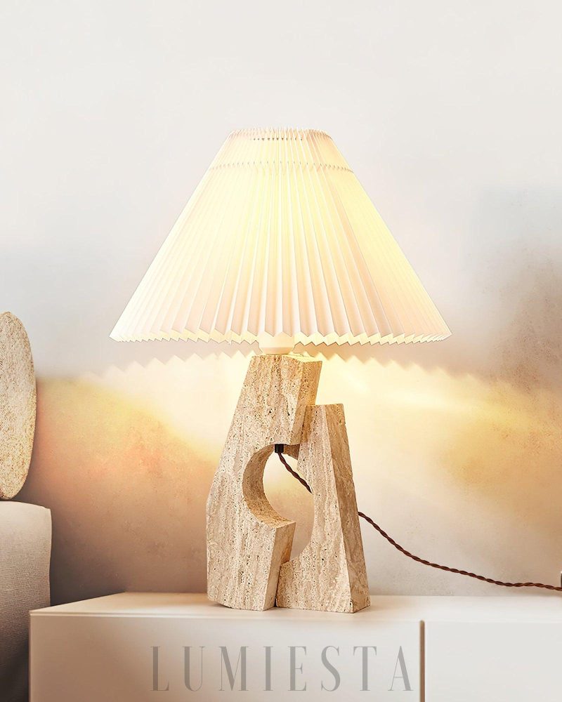 Lampa stołowa z trawertynu w stylu nowoczesnym 43cm