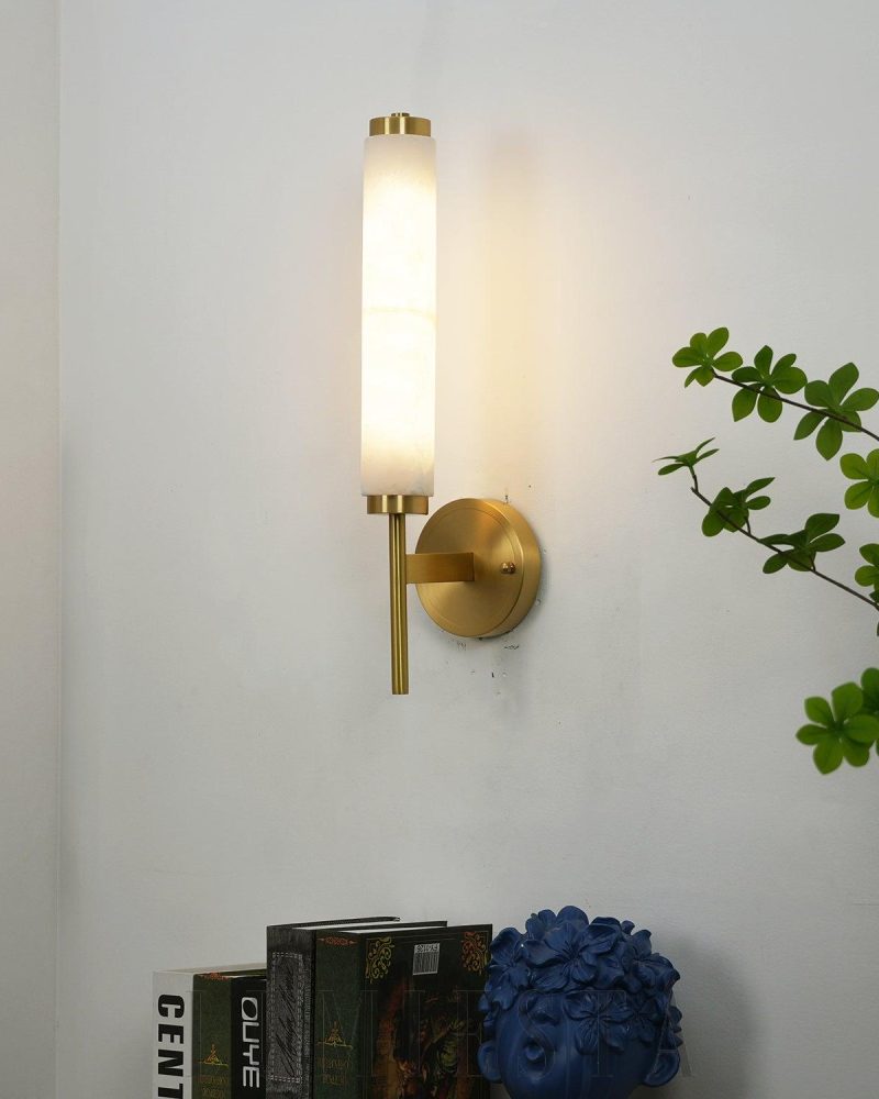 Lampa ścienna Brindisi Alabaster w stylu świecy biała złota