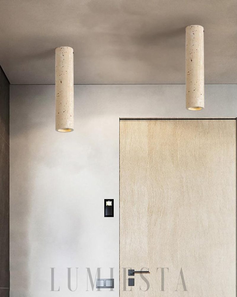 Lampa sufitowa cylindryczna Wabi Sabi z trawertynu beżowa
