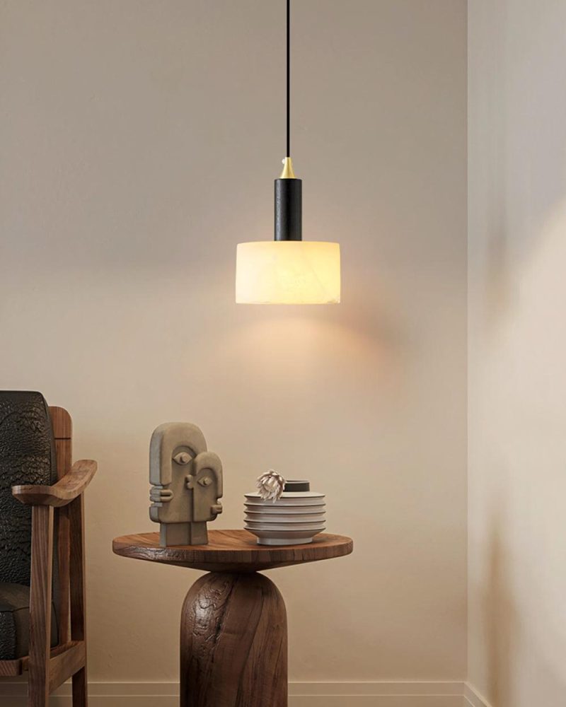 Nowoczesna wisząca lampa cylindryczna z alabastru 16cm