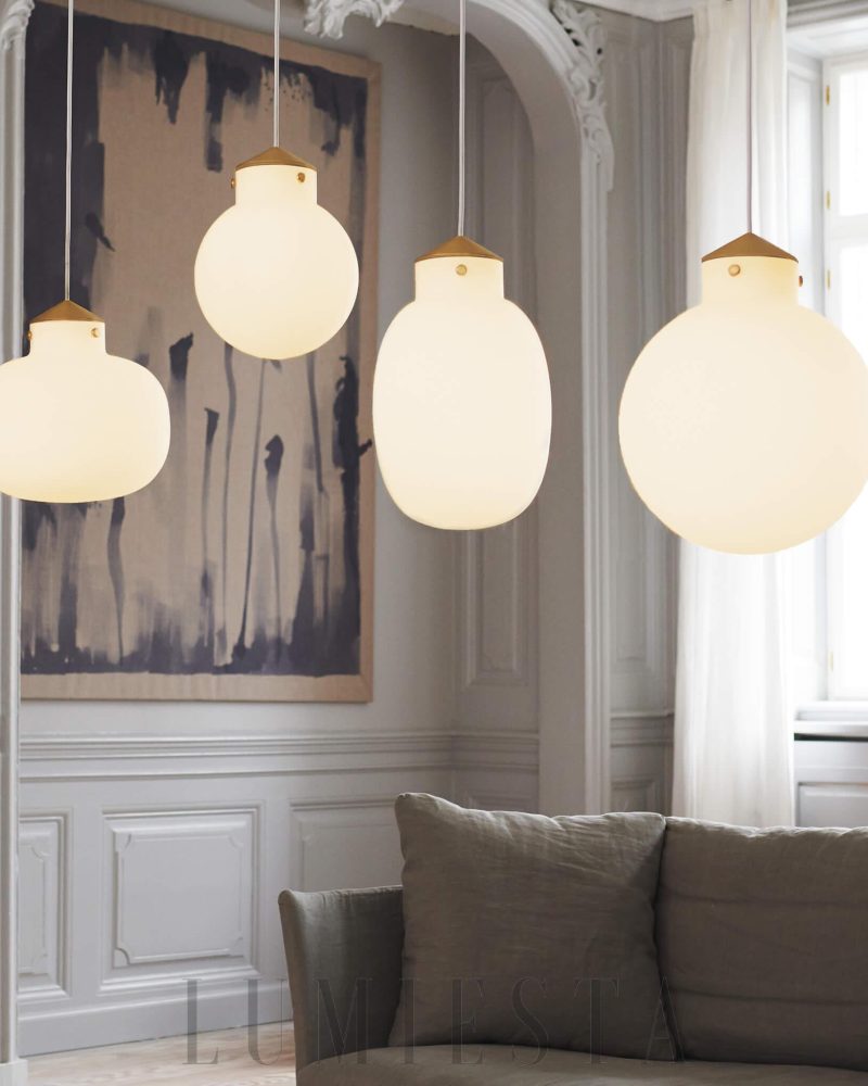 Lampa wisząca Raito Biała kula szklana 30cm elegancja do wnętrz