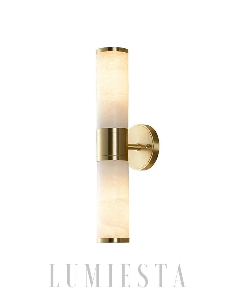 Lampa Ścienna Cylindryczna Lampatron Alabaster Biała 24 48 cm
