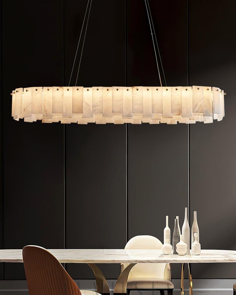 Lampa sufitowa Alabastrowa okrągła w stylu nowoczesnym Mosiądz Biała