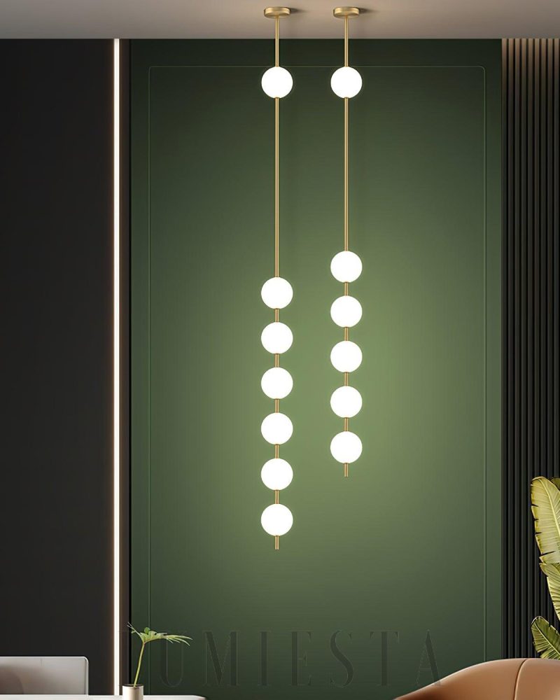 Lampa Wisząca Vertical Balls Z Mosiądzu i Szkła 3 4 5 Świateł