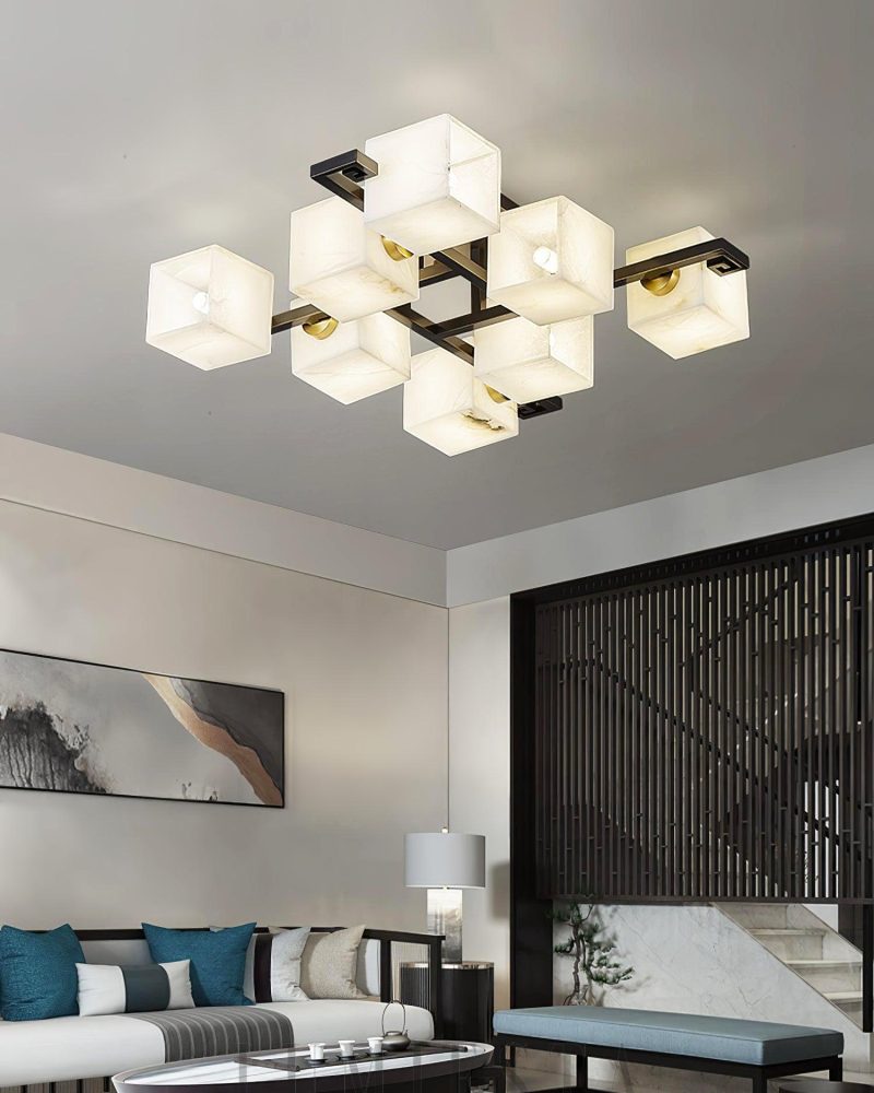 Lampa sufitowa Alabaster w stylu kubistycznym czarna i biała