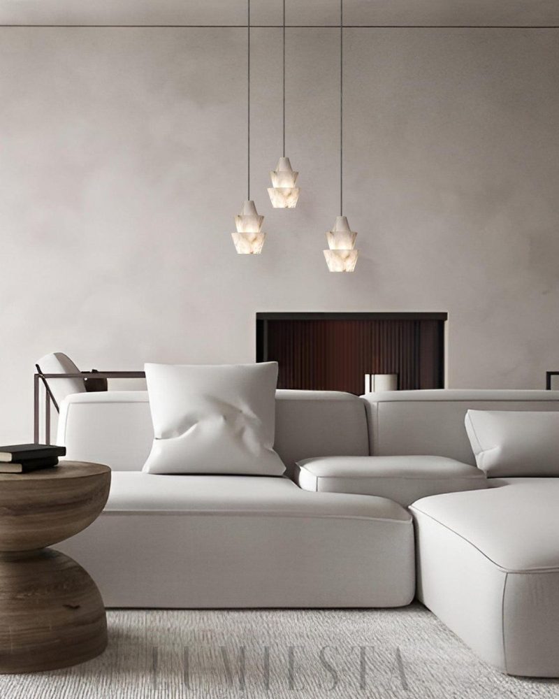 Lampa wisząca koniczna z alabastru nowoczesny design 15cm