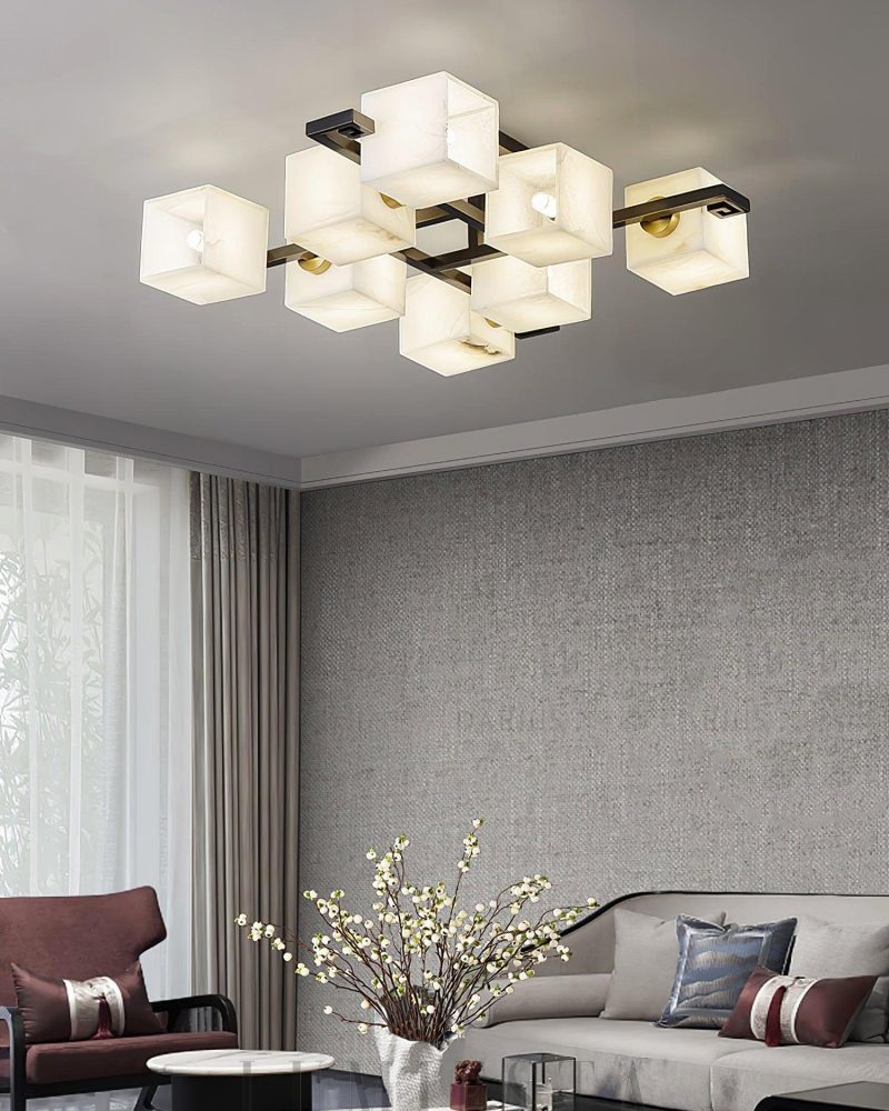 Lampa sufitowa Alabaster w stylu kubistycznym czarna i biała