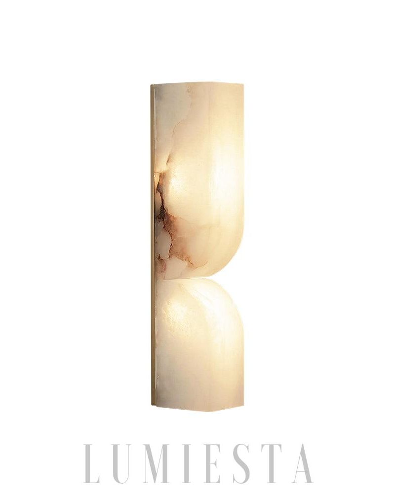Lampa ścienna alabastrowa prostokątna z ciepłym światłem