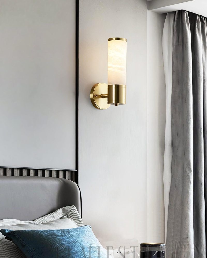 Lampa Ścienna Cylindryczna Lampatron Alabaster Biała 24 48 cm