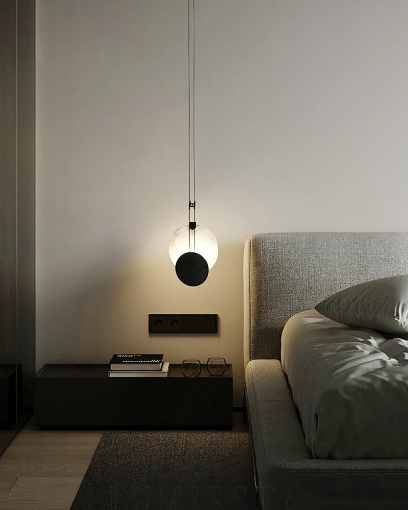 Lampa wisząca nowoczesna okrągła czarna alabastrowa 28cm
