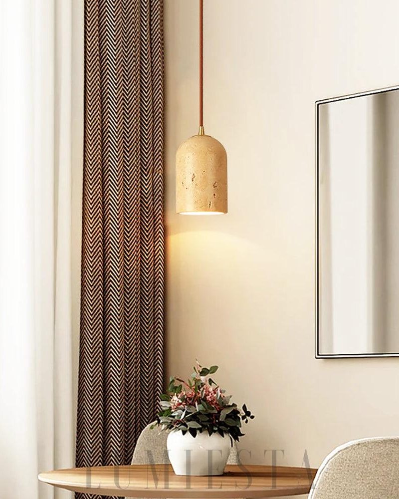 Lampa wisząca cylindryczna z trawertynu w stylu vintage 10cm