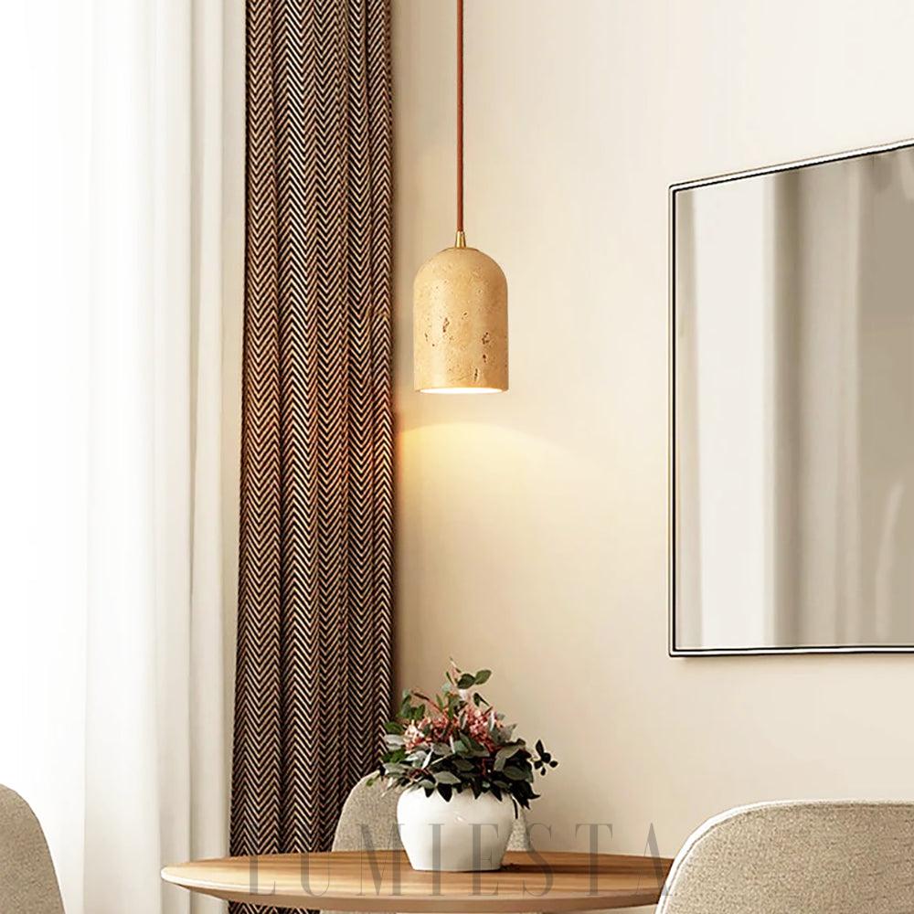 Lampa wisząca cylindryczna z trawertynu w stylu vintage 10cm