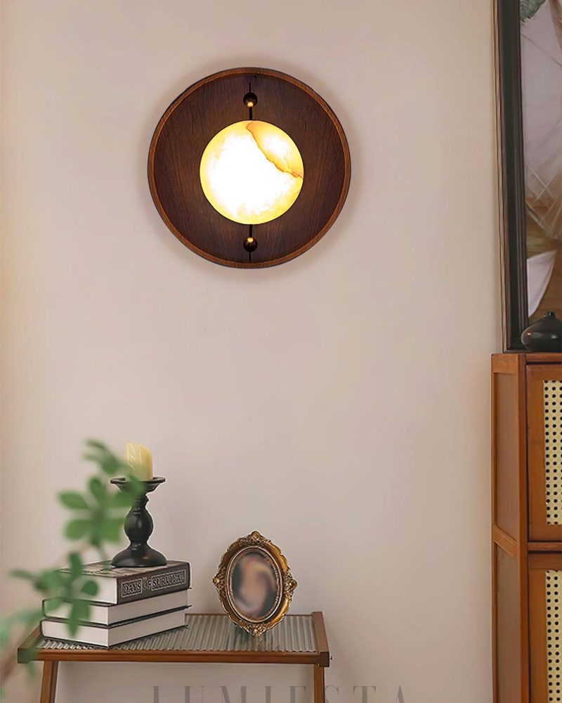 Lampa ścienna Alabaster Odis okrągła styl industrialny 20cm
