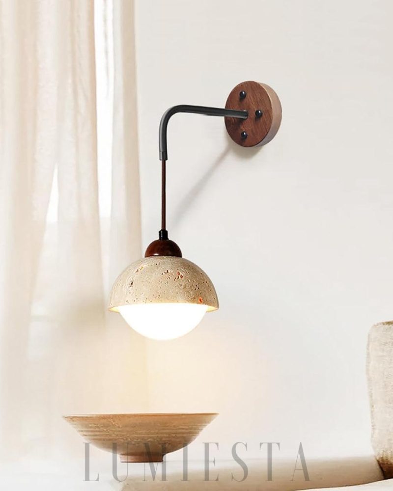 Lampa ścienna Tia Travertine w żółtym kolorze styl rustykalny