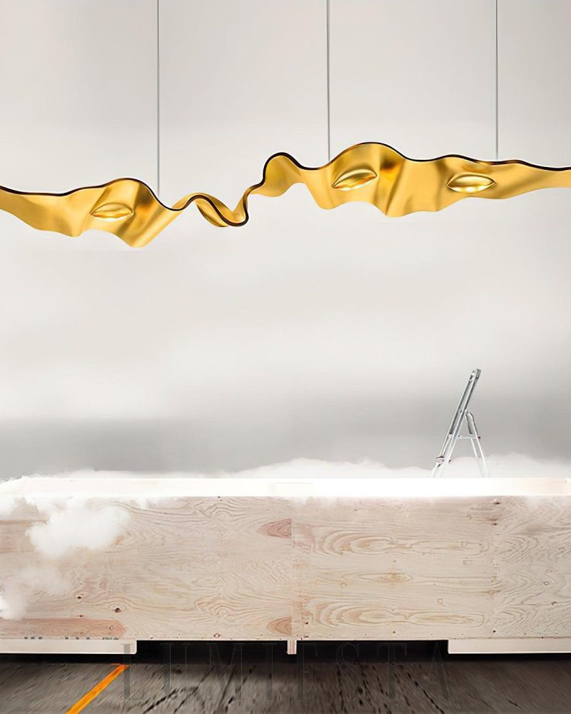 Lampa wisząca Złoty Ribbon Chandelier nowoczesny styl 160cm 210cm 260cm